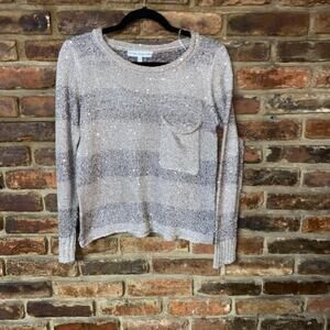 Nicole Alexander Striped Sequined Loose Knit Sweater Women's Size Small